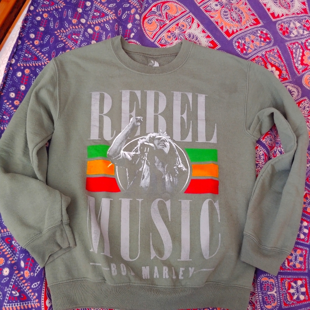 Bob Marley REBEL MUSIC Rasta Sweatshirt (S)
